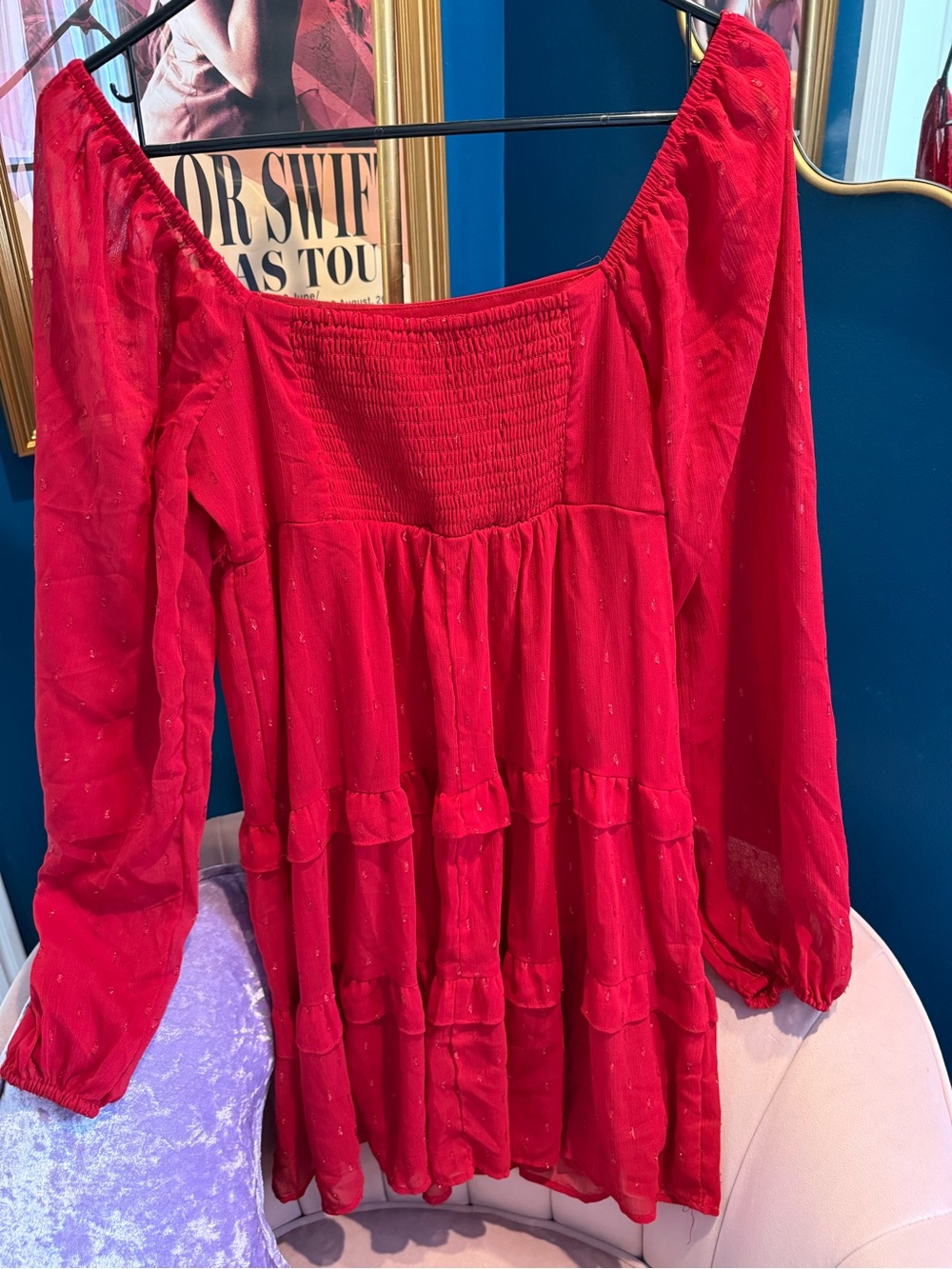 Rewind Red Off-Shoulder Ruffle Dress - Picture 6 of 6
